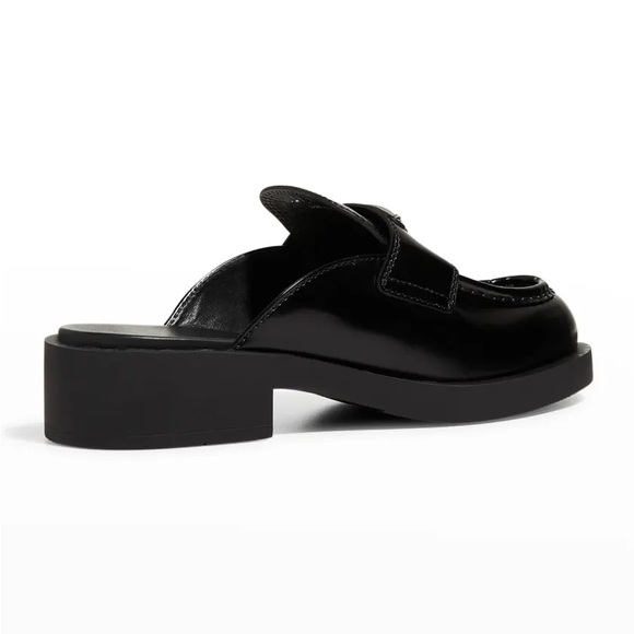 NIB Prada Leather Logo Loafer Mules - Picture 3 of 13